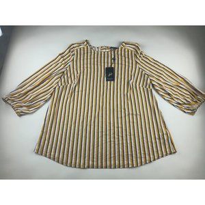 ADRIANNA PAPELL Vertical Stripe Black Gold Blouse Women's 1X NWT